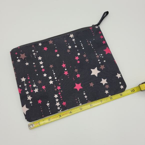 Kate Spade New York Black Twinkle Star Pouch Clutch with Multicolor Pink Stars - Picture 7 of 8